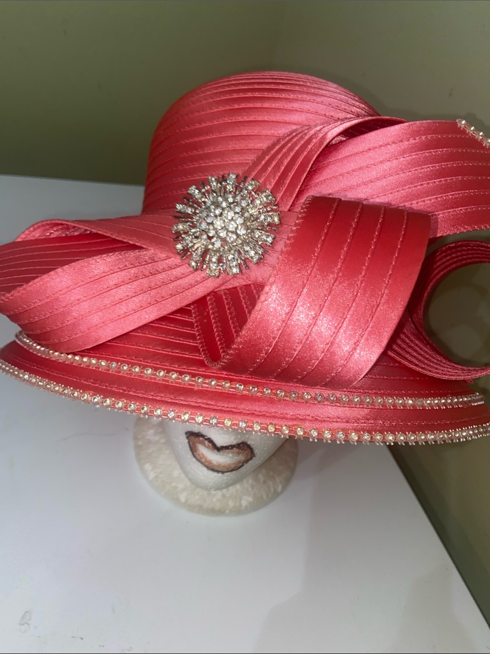 Beautiful Coral Dress Hat / Church Hat by bmj Studio